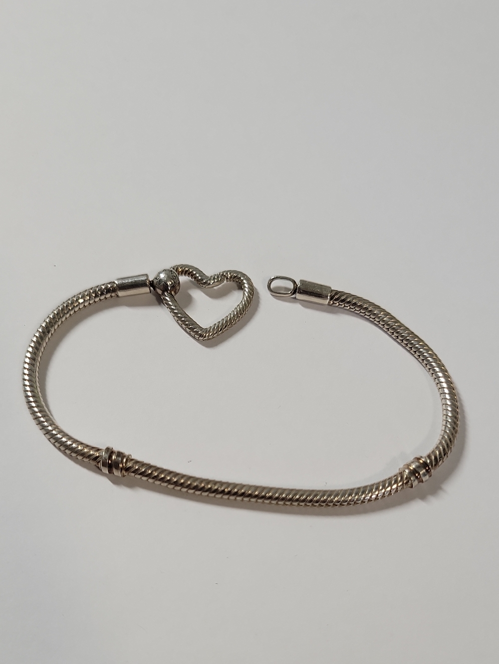 Silver Heart Clasp Women's Snake Chain Bracelet